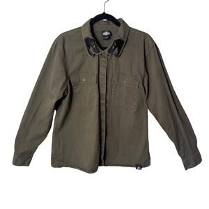 Jurassic Park Button Up Shirt Dino Collar Olive Green L Utility Merch Cosplay